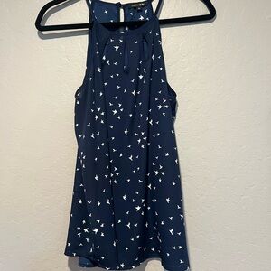 Papermoon Navy Tank Top with White Bird Pattern